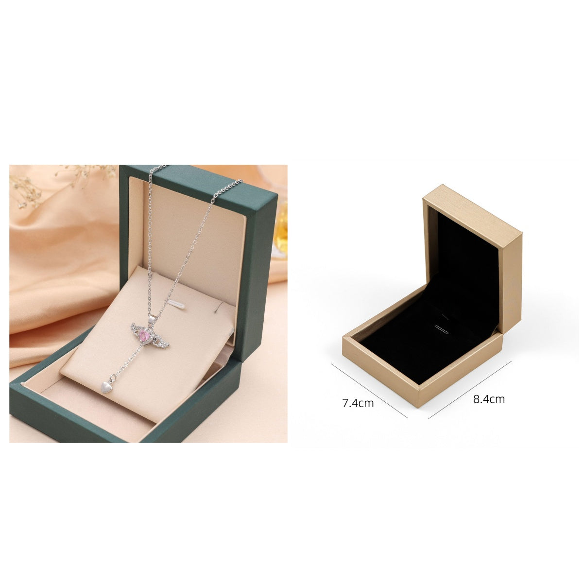 A moving pendant in the shape of a heart and wings, perfect for your innocence.